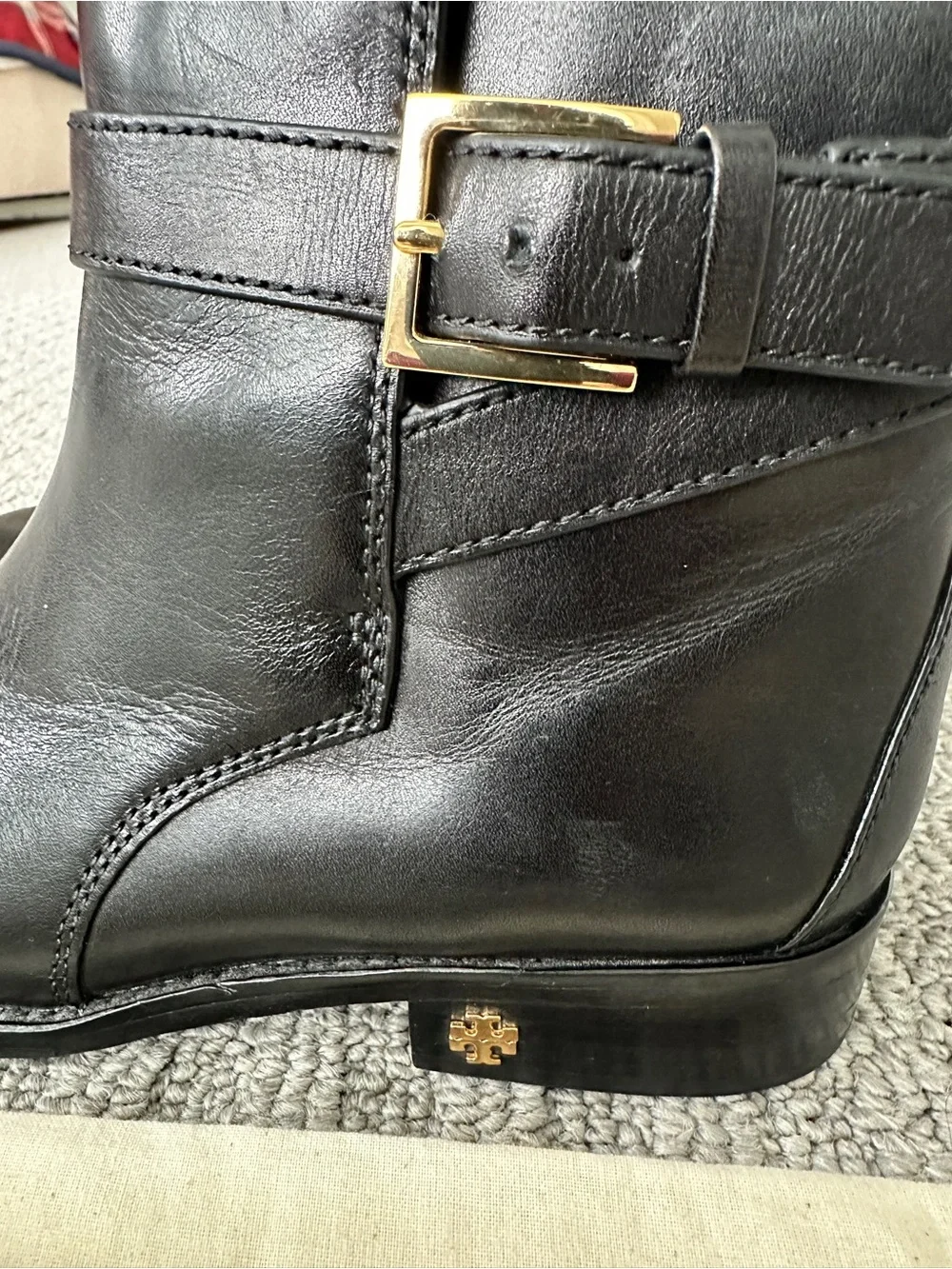 Tory Burch Brooke Ankle Bootie, Black Calf Leather, Size 7M, Style 52660
